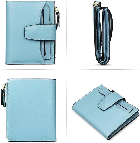 Miniatura 6 de FT FUNTOR RFID - Billetera de cuero para mujeres, tarjetero de mujer, pequeña billetera compacta de bolsillo con ventana para identificación