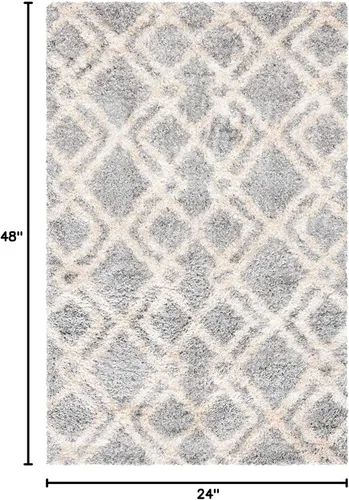 Miniatura 2 de SAFAVIEH Berber Shag Collection - Alfombra decorativa, 2 x 4 pies, diseño marroquí, color gris y crema, no desprende pelusa y de fácil cuidado, 1.2