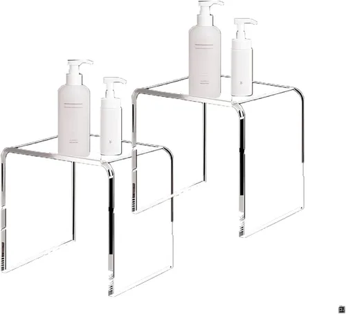 Miniatura 12 de Taburete pequeño de acrílico de 17.7 pulgadas de alto para adultos, banco de ducha de acrílico, asiento para baño, ducha, 10.2 pulgadas