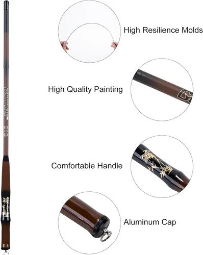 Miniatura 2 de Goture 2Pcs Telescopic Pocket Mini Fishing Rods, Portable Bamboo Small Handle Fishing Rod, Ultralight High Strength Stream River Dike Lake Fishing