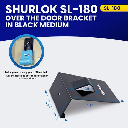 Miniatura 3 de ShurLok SL-180 Caja de seguridad sobre puerta soporta, color negro
