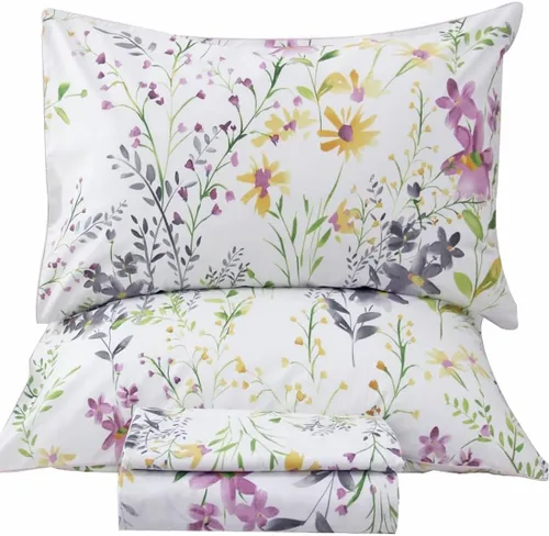 Miniatura 15 de Lady Ann Sábanas florales tamaño King 100% algodón, diseño de flores amarillas y hojas con estampado botánico de plantas, bolsillos profundos, ropa