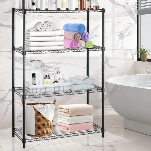 Miniatura 2 de Estantería ajustable de 4 niveles con capacidad de 1000 libras, estantes de almacenamiento de metal resistentes para baño, cocina, despensa, estante