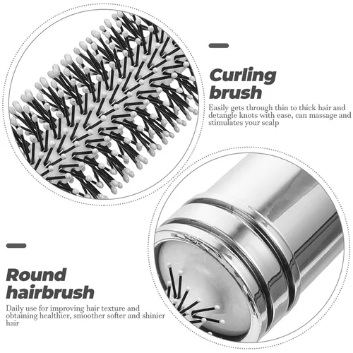 Miniatura 6 de Mini cepillo de peinado retráctil de cerdas redondas de secado por soplado y desenredado para el cabello, blanco