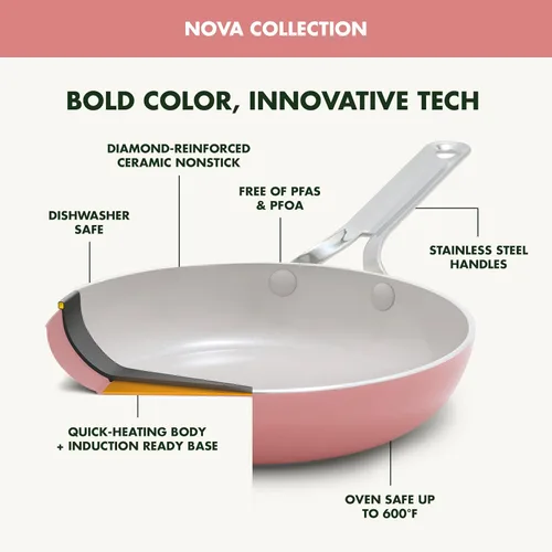 Miniatura 4 de GreenPan Nova - Sartén de 8 pulgadas, Oprah's Favorite Things 2024, utensilios de cocina antiadherentes de cerámica, sin PFAS, sin toxinas, apto