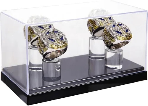 Miniatura 3 de Vitrina de anillo de campeonato con 1 agujero de ranura, caja de exhibición para anillos de béisbol, caja para anillos de sóftbol, estuche