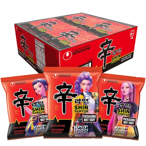 Nongshim Ramen Noodles, Ramen instantáneo gourmet, sopa de fideos microondable premium, Shin picante, paquete familiar, 4.23 onzas (paquete de 16) -
