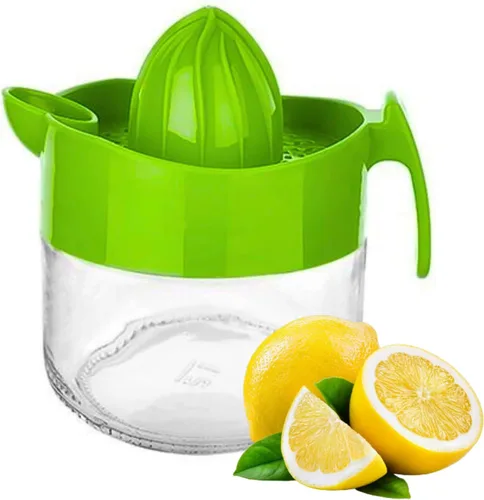 Exprimidor de limón de vidrio, naranja, exprimidor manual de pomelo, exprimidor de cítricos pequeños, extractor manual de mano con mango y boquilla
