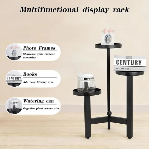Miniatura 7 de Soporte para plantas de 3 niveles, estante de hierro de varios niveles de 25 pulgadas para vegetación interior y exterior Moderno estante