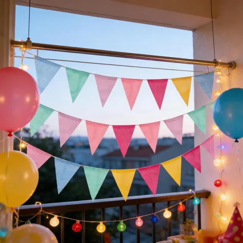 Miniatura 5 de ToBeIT Banderas triangulares colgantes de arpillera de imitación de tela multicolor triángulo banderines para fiestas y festivales colgantes