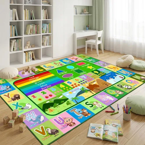 Miniatura 15 de Alfombra infantil para sala de juegos, dormitorio, 2.5 x 4 pies, alfombra educativa ABC para aula, guardería, alfombra antideslizante de aprendizaje