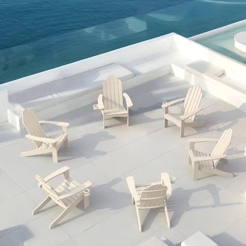 Miniatura 16 de LUE BONA HDPS Sillas Adirondack Set de 2, Silla para Hoguera al Aire Libre Resistente a la Intemperie con Portavasos, Silla Moderna de Plástico