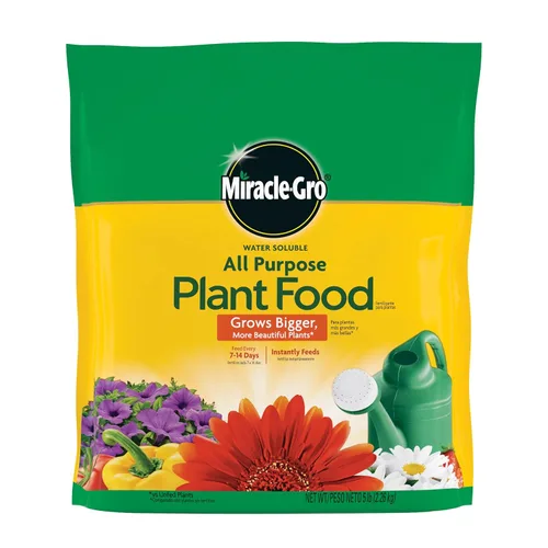 Miracle-Gro Alimento vegetal soluble en agua, multiusos, 24-8-16, fertiliza plantas al instante, bolsa impermeable, 5 libras.