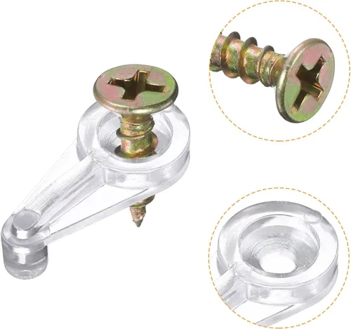 Miniatura 4 de uxcell Juego de 25 clips de retención de vidrio, clips de vidrio de plástico de 0.984 in con tornillos para fijar puertas de gabinete de vidrio