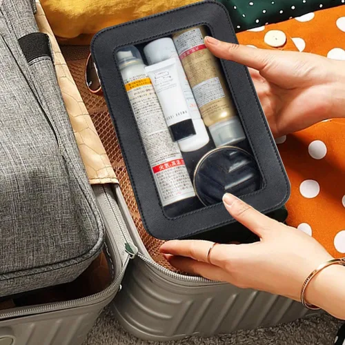 Miniatura 8 de Bolsa de maquillaje transparente pequeña, aprobada por la TSA, bolsa de aseo portátil con cremallera, bolsa de viaje para cosméticos, estuche