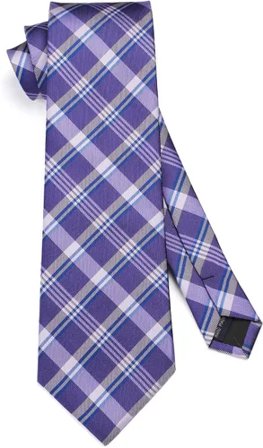 Miniatura 266 de HISDERN Conjunto de corbata a cuadros a cuadros pañuelo tejido clásico formal para hombre corbata y bolsillo cuadrado
