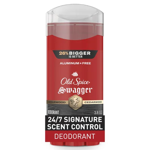 Old Spice Desodorante sin aluminio para hombres, colección Red Zone, Swagger Invisible Solid, aroma a lima y madera de cedro, 3.8 onzas