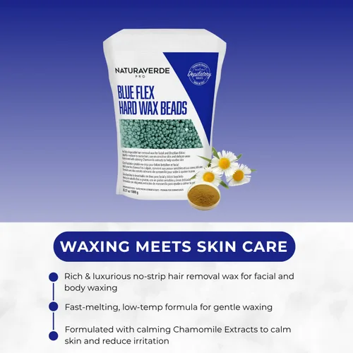 Miniatura 2 de Naturaverde Pro Blue Flex - Cuentas de cera dura, depilación corporal y facial, cera de bikini brasileña para mujeres con manzanilla calmante - 2.2