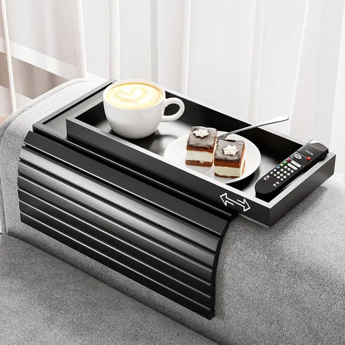 Miniatura 18 de Bestjing Bandeja de bambú para portavasos de sofá – 2 en 1 con soporte doble desmontable Be Slide-Away – Sofá sillón Caddy para beber aperitivos