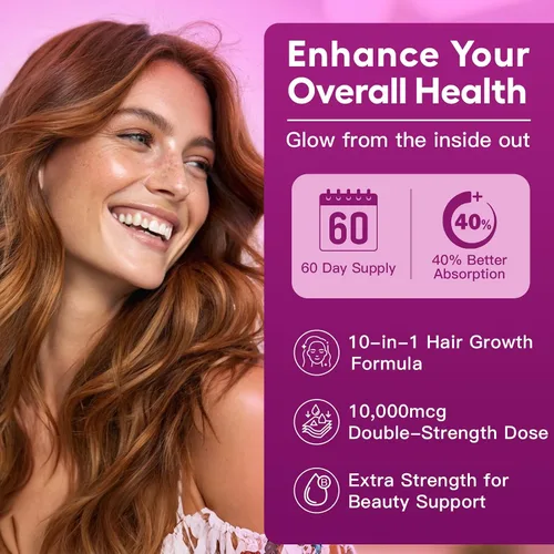 Miniatura 5 de NATURE TARGET Biotin 10000mcg Vitaminas para el crecimiento del cabello – Suplemento para el crecimiento del cabello de máxima fuerza con colágeno