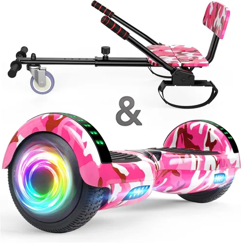 Miniatura 12 de SISIGAD Accesorio para asiento de scooter, 6.5 pulgadas, auto equilibrante, Go Kart, con Bluetooth y luces LED 6.5" negro+negro
