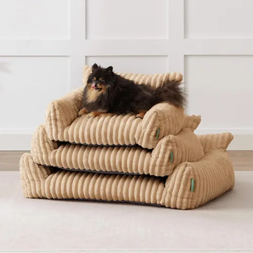 Miniatura 7 de Lindo sofá cama para mascotas, sofá de apoyo para gatos de interior, sofá cama pequeño para perros pequeños, beige, 24 pulgadas