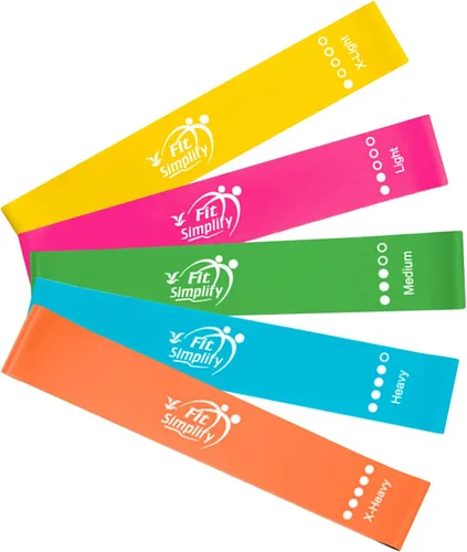 Miniatura 3 de Fit Simplify Bandas de ejercicio de resistencia de 10 pulgadas, juego de 5, colores surtidos
