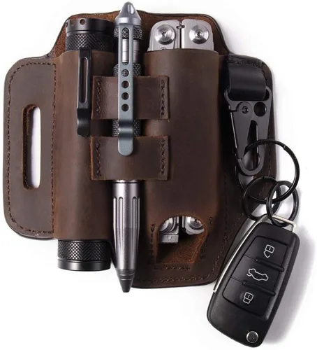 Miniatura 10 de Gentlestache - Funda de cuero para Leatherman, funda multiherramienta, EDC, organizador de bolsillo con llavero para cinturón y funda para linterna