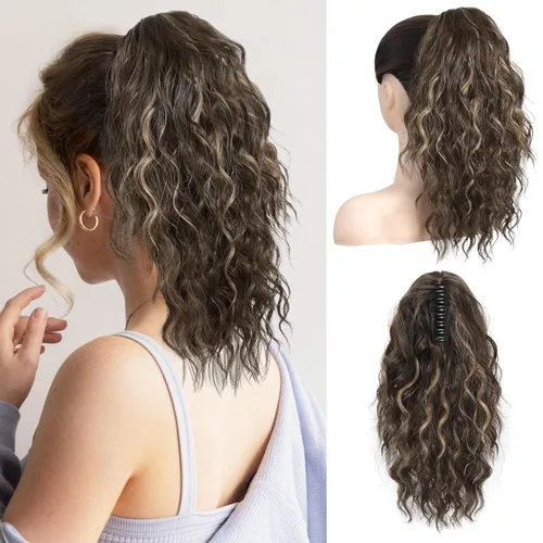 Miniatura 22 de REECHO Extensión de cola de caballo, extensión de cola de caballo de 18 pulgadas con clip de garra para mujer, extensiones de cabello largo, rizado