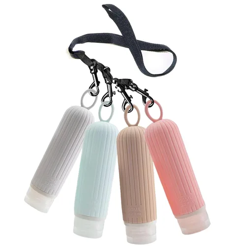 Miniatura 3 de Botellas recargables a prueba de fugas, recipientes de viaje para campamento con cordón de ducha, 3 onzas, aprobado por la TSA, juego de tubos