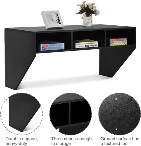 Miniatura 5 de BestComfort Mueble de escritorio montado en la pared, mesa flotante para computadora portátil de 42.5 pulgadas, escritorio de escritorio colgante