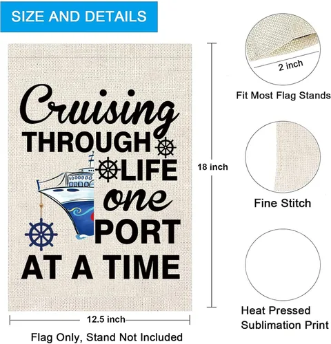 Miniatura 2 de ZJXHPO Bandera de jardín de crucero para crucero, regalo de vida de crucero por la vida, bandera de un puerto a la vez, decoración de vacaciones