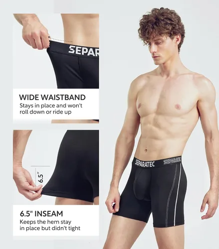 Miniatura 4 de Separatec Mens Underwear Dual Pouch Boxer Briefs Moisture Wicking & Breathable ComfortSoft Underwear with Fly 3 or 6 Pack