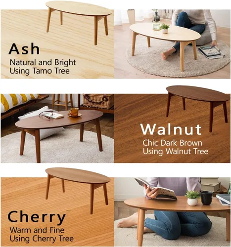 Miniatura 6 de EMOOR Mesa de centro plegable de madera, Samll (17" Dx35 W) Nogal