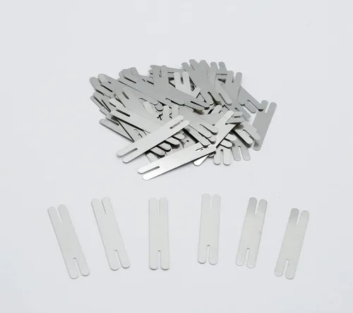 50 piezas de 0,2*8*40mm Tiras de acero chapado en níquel tipo H tipo T para soldadura de pestañas para paquete de batería de litio DIY 18650,