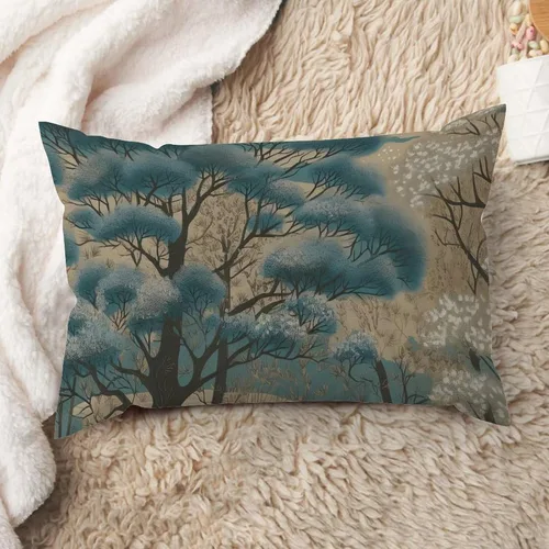 Miniatura 28 de ArogGeld Funda de cojín lumbar asiática de estilo chinoiserie, de lino marrón, pájaro y flor, funda de almohada asiática para sala de estar, A-6