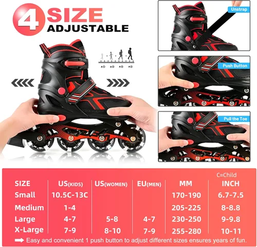 Miniatura 3 de 2PM SPORTS - Patines en línea ajustables Torinx verde para niños, patines divertidos para principiantes para niños, jóvenes, niñas, hombres