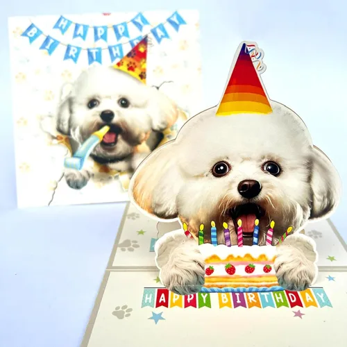 Miniatura 34 de Tarjeta de cumpleaños de perro Beagle 3D emergente – Felicitación de feliz cumpleaños para los amantes de los perros – Tarjeta desplegable
