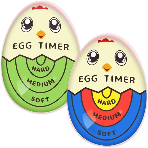 Miniatura 8 de Lasubst Temporizador de huevos que va en el agua para huevos duros duros suaves y medianos, 1 rojo y 1 azul