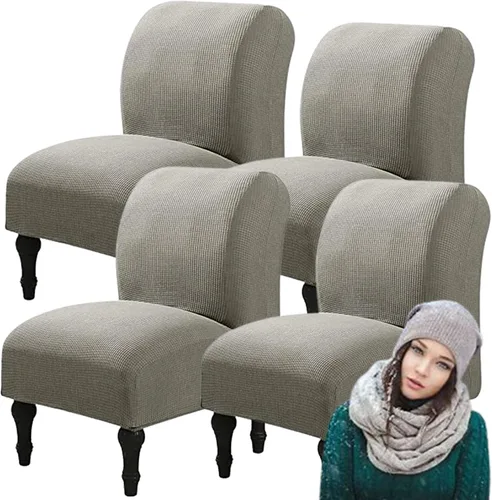 Miniatura 53 de Fundas elásticas para silla sin brazos, extraíbles y lavables, de elastano jacquard sin reposabrazos, protector de muebles para sala de estar, Verde