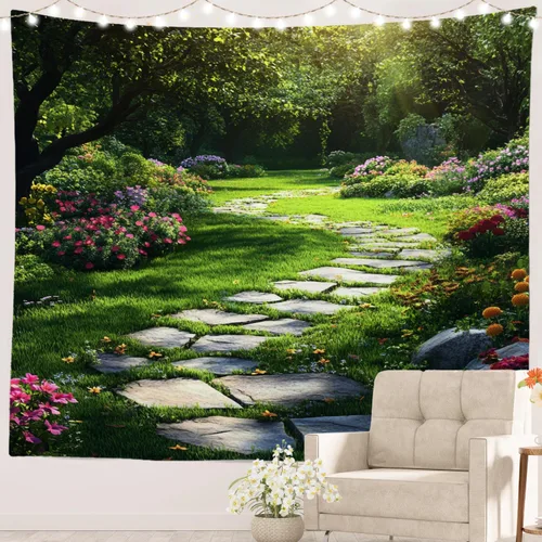 Miniatura 20 de Batmerry Abstract Repeat Polyester Tapestry, Tiled Directional Lightweight Wall Hanging High-Definition Print Backdrop For Dorm Room Bedroom Living