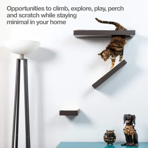 Miniatura 4 de PetFusion - Estantes de pared para gatos (disponible como juego de 3 piezas o estante individual). Superficies de sisal para resistir los arañazos