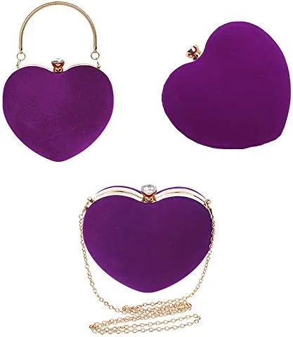 Miniatura 6 de Goclothod Bolso de mano con forma de corazón para mujer bolso de hombro de terciopelo