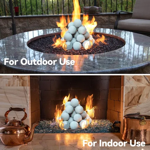 Miniatura 7 de Skyflame Bolas de chimenea de 2" para chimenea de gas, juego de 25 bolas redondas de cerámica para fogatas/chimeneas de interior/exterior, accesorio