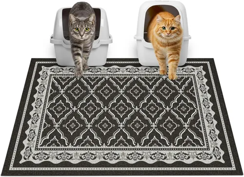 Miniatura 18 de Glittme Alfombrilla de Arena para Gatos con Base Antideslizante, Alfombrilla de Caja de Arena Impermeable que Atrapa la Arena, Fácil de Limpiar