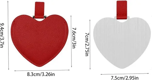 Miniatura 7 de Incauca 2 mini espejos de acero inoxidable con cubierta de piel sintética, espejo de bolsillo compacto en forma de corazón, bonito espejo
