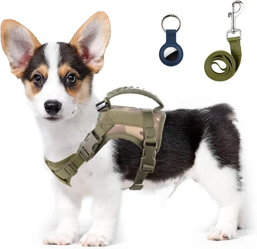 Miniatura 9 de Annchwool Arnés táctico para perros pequeños con asa, chaleco de servicio militar y correa para entrenamiento al aire libre, caminar, senderismo