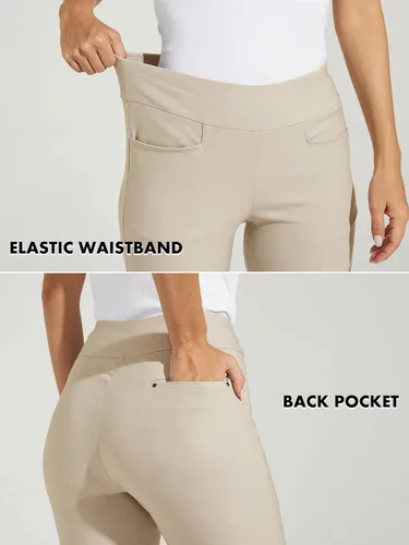 Miniatura 3 de Willit Pantalones de golf para mujer, elásticos, casuales, de secado rápido, pantalones de senderismo con control de abdomen