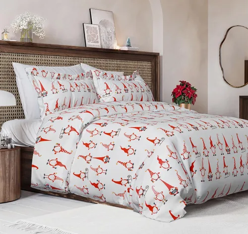 Miniatura 22 de Juego de funda de edredón de Navidad tamaño individual, funda de edredón extra suave con 1 funda de almohada, ropa de cama navideña con cierres