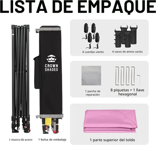 Miniatura 8 de CROWN SHADES Tienda de campaña desplegable de 10 x 10 pies – Cierre central patentado de un empuje, toldo instantáneo para exteriores con bolsa